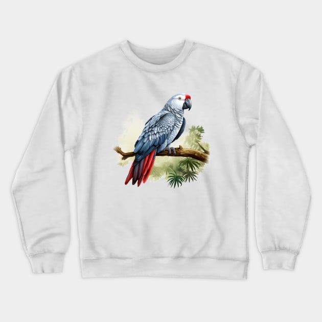 African Grey Parrot Crewneck Sweatshirt by zooleisurelife